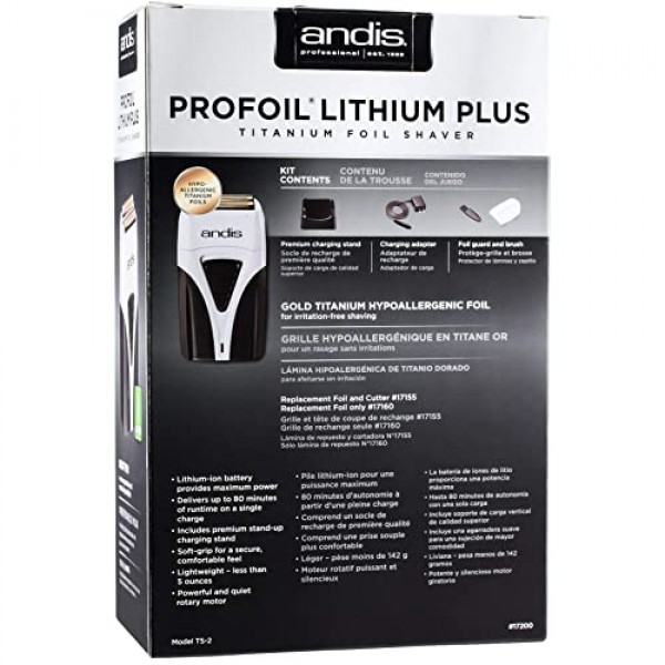 Andis ProFoil 리튬 플러스 티타늄 포일 면도기(보너스 교체 포일 어셈블리, 내부 커터, BeauWis 블레이드 브러시 포함)