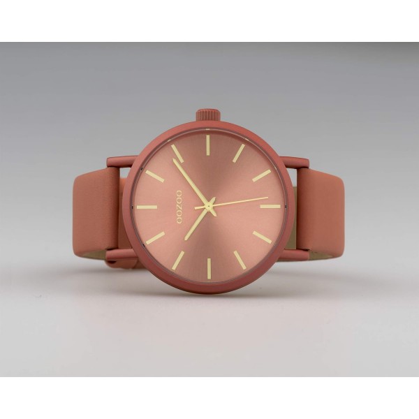 가죽 스트랩이 있는 Oozoo 여성용 시계 42mm 색상 Oozoo Unicolor Salmon