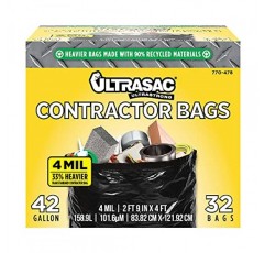 Ultrasac 초대형 계약자 가방 - 42갤런 4밀(끈 포함 32팩) - 33