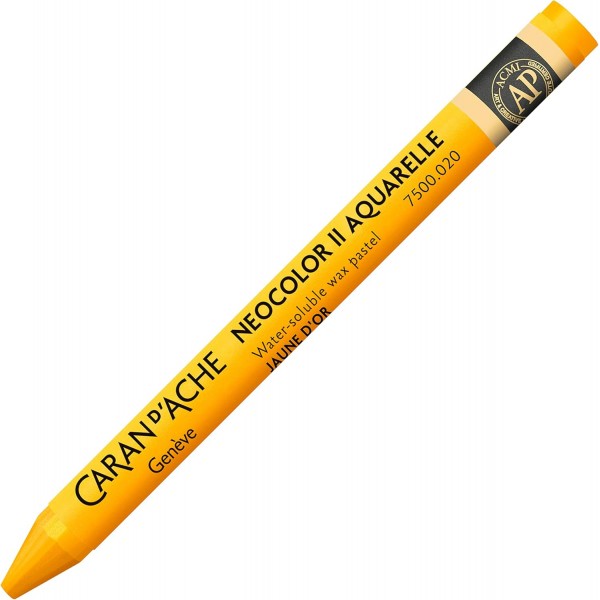 Caran d'Ache NEOCOLOR II 020 골드 옐로우/골든 옐로우 (7500.020) / 파스텔 10개 (1팩) / 수용성 왁스로 제작/ 종이 골판지용 유리목 가죽 패브릭 스톤