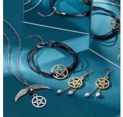 PandaHall Pentagram 펜 던 트 108pcs Pentagram 스타 보호 펜 던 트 Pentagram 행운의 매력 목걸이 팔찌 귀걸이 키 체인에 대 한 할로우 매력 DIY 쥬얼리 골든/실버/청동