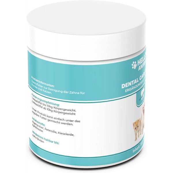개와 고양이를 위한 HelloAnimal® DENTAL 파우더 - 치아 청소 및 치아 관리 치아 틈새용 치석 제거제 - 구취에 대한 치아 파우더