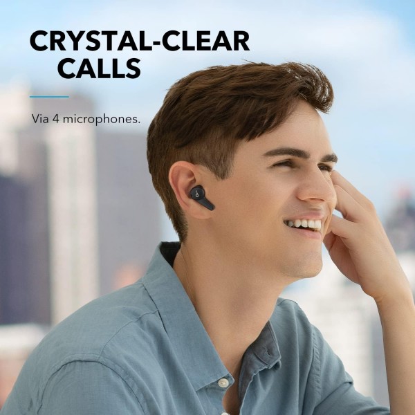 Soundcore Life Note 3S True Wireless 무선 이어버드, 강력한 사운드 프로필, 선명한 통화 품질을 위한 4개의 마이크, 편안한 고정, 무선 충전, 35시간 배터리(블랙)