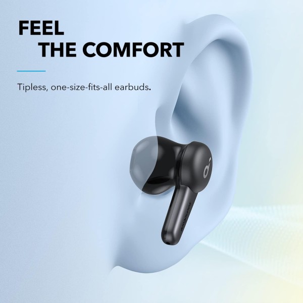 Soundcore Life Note 3S True Wireless 무선 이어버드, 강력한 사운드 프로필, 선명한 통화 품질을 위한 4개의 마이크, 편안한 고정, 무선 충전, 35시간 배터리(블랙)