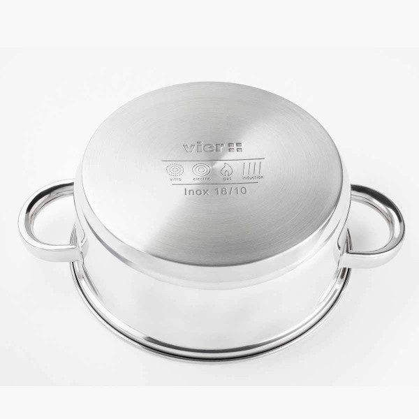 4개의 CI28 인덕션 직경 28 cm, 은색, 스테인리스 스틸 18/10 Cacerola Inoxidable 18/10 28 cm