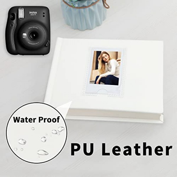 쓰기 공간이 있는 64개의 포켓 미니 사진 앨범, 전면 창, 폴라로이드 사진 앨범용 3인치, Fujifilm Instax Mini 12 11 9 8 7+ 40 EVO 카메라, HP 스프로킷, K-pop 포토카드용(흰색)