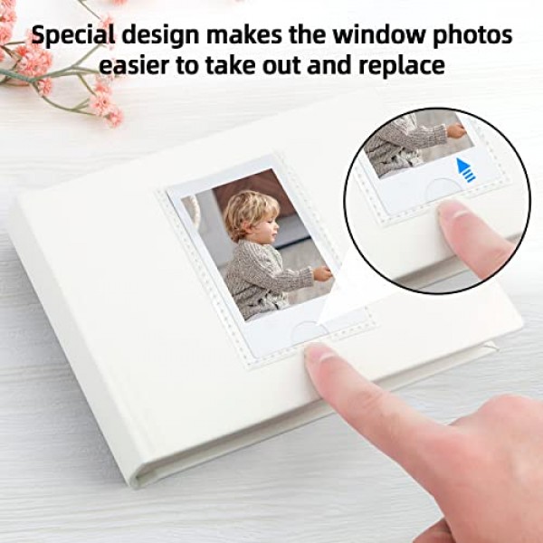 쓰기 공간이 있는 64개의 포켓 미니 사진 앨범, 전면 창, 폴라로이드 사진 앨범용 3인치, Fujifilm Instax Mini 12 11 9 8 7+ 40 EVO 카메라, HP 스프로킷, K-pop 포토카드용(흰색)