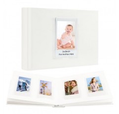 쓰기 공간이 있는 64개의 포켓 미니 사진 앨범, 전면 창, 폴라로이드 사진 앨범용 3인치, Fujifilm Instax Mini 12 11 9 8 7+ 40 EVO 카메라, HP 스프로킷, K-pop 포토카드용(흰색)
