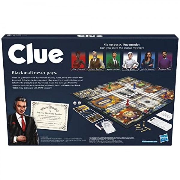 8세 이상 어린이를 위한 CLUE Hasbro 게임 보드 게임, 2-6인용 재구상 게임, 미스터리 게임, 탐정 게임, 어린이 및 성인을 위한 가족 게임 Clue(2023 Refresh)