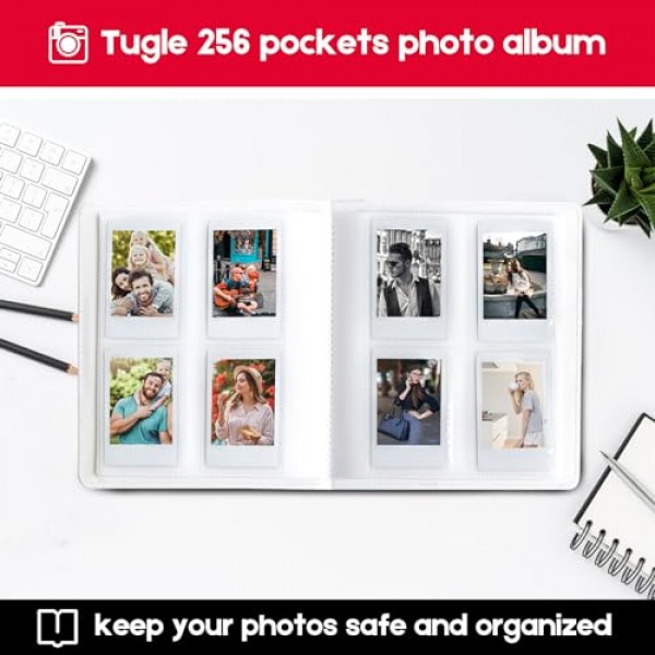 폴라로이드 Fujifilm Instax Mini 11 12 9 8+ 8 7+ 즉석 카메라, KODAK Step/Canon IVY/HP 스프로킷 컬러 포토 프린터(파란색)용 256 포켓 사진 앨범