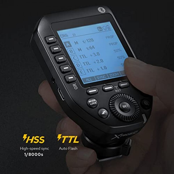 Godox XproII-S TTL 2.4G 무선 고속 동기화 1/8000s, 11개의 사용자 정의 기능, 5개의 그룹 버튼, 4개의 기능 버튼으로 소니 카메라(XPROII-S)에 편리한 조작 제공
