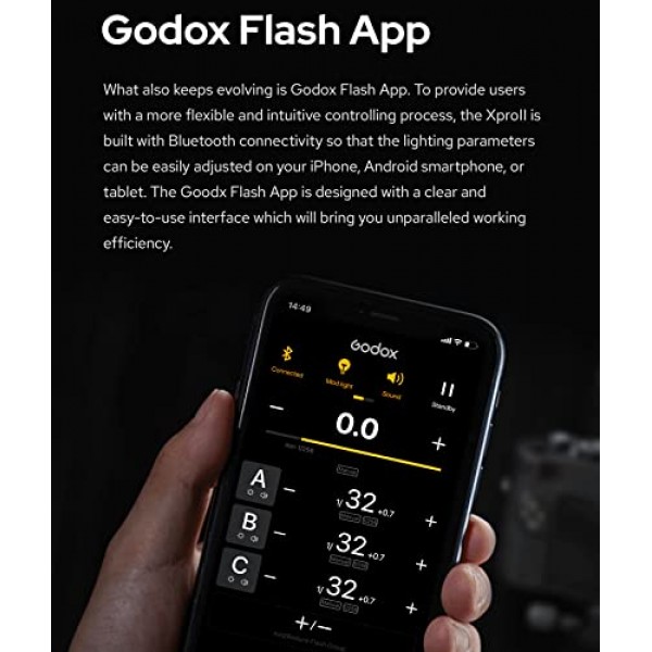 Godox XproII-S TTL 2.4G 무선 고속 동기화 1/8000s, 11개의 사용자 정의 기능, 5개의 그룹 버튼, 4개의 기능 버튼으로 소니 카메라(XPROII-S)에 편리한 조작 제공