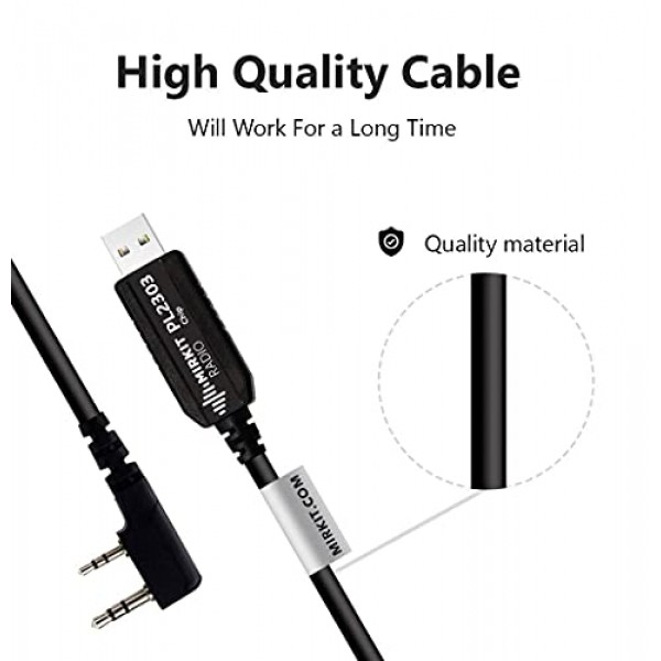 MIRKIT USB 프로그래밍 케이블 Baofeng 양방향 햄 휴대용 라디오용 기본 모델 PL2303 칩: UV-5R, 5RA, 5R Plus, 5RE, bf F8HP, UV3R Plus, BF-888S,UV-82, 5RX3, GA-2S, BF-F8+ , H777, UV-82HP