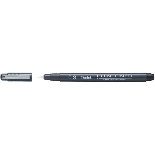 펜텔 포인트라이너 S20P-03A, 파인라이너, 블랙, 방수 및 내광성, 0.03mm, 12개입