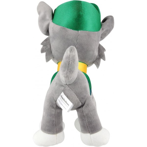 PAW PATROL P:os 76966 귀여운 장난감 Rocky the dog, 4발 도우미, 높이 약 27.5 cm, 놀고 껴안을 수 있는 귀여운 플러시 장난감, 소년 소녀