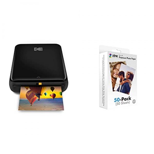 Zink Kodak Step 무선 컬러 포토 프린터(검정색) 2x3 프리미엄 즉석 인화지