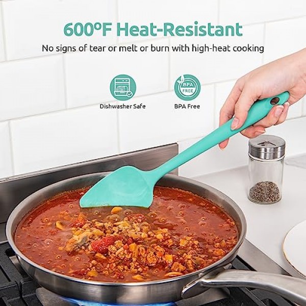 U-Taste 실리콘 주걱 세트, 600°F 고내열성, 이음새가 없는 BPA 없는 유연한 고무 주방 조리 믹싱 베이킹 스크레이퍼 붙지 않는 조리기구 3개 세트(아쿠아 스카이)