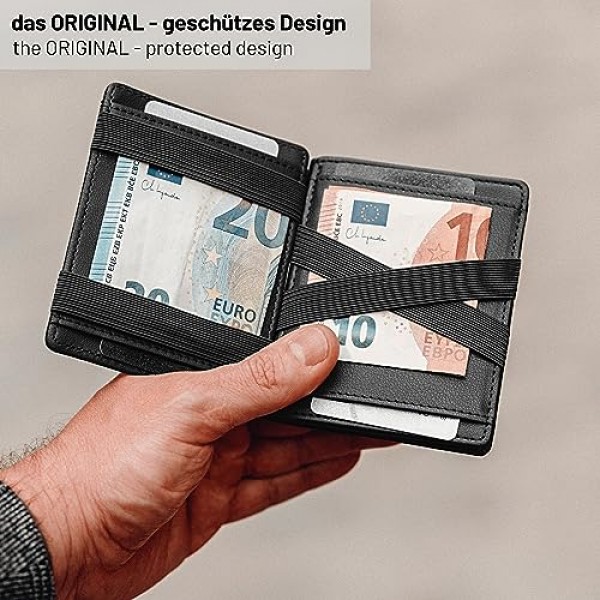 GenTo - 동전 수납칸이 있거나 없는 지갑 - TÜV 테스트를 거친 RFID NFC 보호 - 매직 지갑 - 선물 상자 포함 - 스마트 지갑 - 남성용/여성용 지갑, 카본/블랙, 매끄럽고 모던함