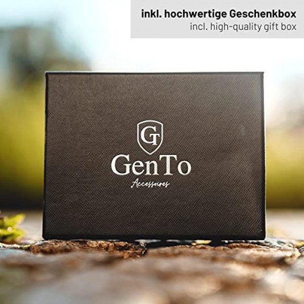 GenTo - 동전 수납칸이 있거나 없는 지갑 - TÜV 테스트를 거친 RFID NFC 보호 - 매직 지갑 - 선물 상자 포함 - 스마트 지갑 - 남성용/여성용 지갑, 카본/블랙, 매끄럽고 모던함