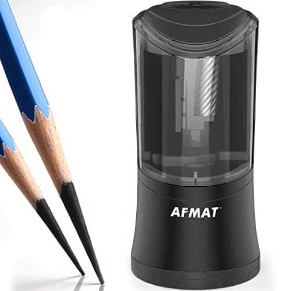 AFMAT 롱 포인트 연필깎이, 6-9.6mm 대형 연필용 충전식 아트 연필깎이, 예술가용 충전식 전기 지우개, 지우개 리필 140개