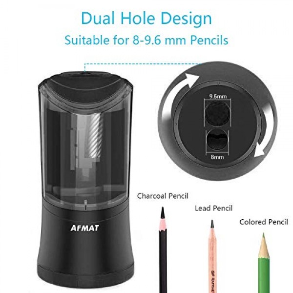 AFMAT 롱 포인트 연필깎이, 6-9.6mm 대형 연필용 충전식 아트 연필깎이, 예술가용 충전식 전기 지우개, 지우개 리필 140개