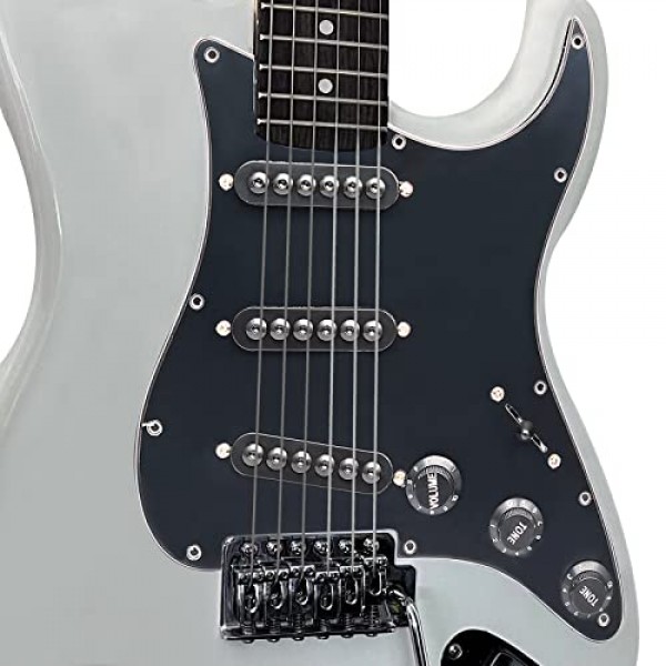 SAPHUE 미리 배선된 ST 픽가드 SSS 3 싱글 코일 픽업 조정 가능한 큰 나사 Fender Strandard Straocaster 기타 부품용 일렉트릭 기타 픽가드(검은색)