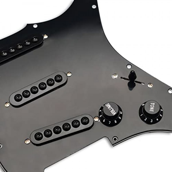 SAPHUE 미리 배선된 ST 픽가드 SSS 3 싱글 코일 픽업 조정 가능한 큰 나사 Fender Strandard Straocaster 기타 부품용 일렉트릭 기타 픽가드(검은색)