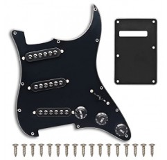 SAPHUE 미리 배선된 ST 픽가드 SSS 3 싱글 코일 픽업 조정 가능한 큰 나사 Fender Strandard Straocaster 기타 부품용 일렉트릭 기타 픽가드(검은색)