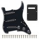 SAPHUE 미리 배선된 ST 픽가드 SSS 3 싱글 코일 픽업 조정 가능한 큰 나사 Fender Strandard Straocaster 기타 부품용 일렉트릭 기타 픽가드(검은색)