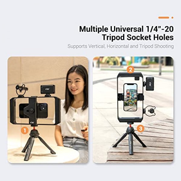 무선 리모컨 + 손목 스트랩이 포함된 스마트폰 비디오 장비, 안정 장치 iPhone 13 12 11 Pro Max X XS Galaxy 20 FE용 스마트폰, 동영상 블로그용 휴대폰 비디오 홀더 YouTube Tiktok 