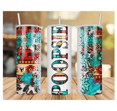 Poopsie 아즈텍 청록색 소가죽 보석과 표범, Poopsie 스키니 텀블러 소가죽 디스트레스드 텀블러, 웨스턴 20온스 스키니 텀블러, Poopsie 선물 아버지의 날, 생일, 크리스마스