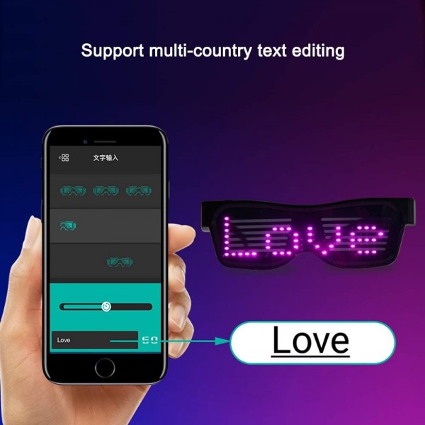 Eamples LED 안경 Bluetooth APP 제어, 4가지 모드 11개의 애니메이션, iPhone iOS Android 및 Google Play용 앱이 포함된 DIY 네온 와이어 안경, Raves Festival Clubs 테마 파티 Bluetooth 버전