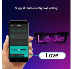 Eamples LED 안경 Bluetooth APP 제어, 4가지 모드 11개의 애니메이션, iPhone iOS Android 및 Google Play용 앱이 포함된 DIY 네온 와이어 안경, Raves Festival Clubs 테마 파티 Bluetooth 버전