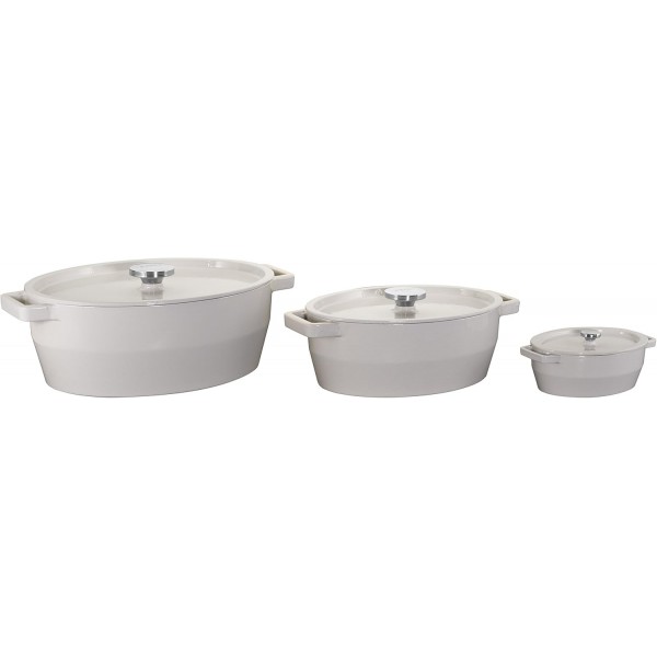 Pyrex 8010745.0 용량 5L8 Galet 슬로우 쿡 캐서롤 타원형 주철 크림 직경 33 cm