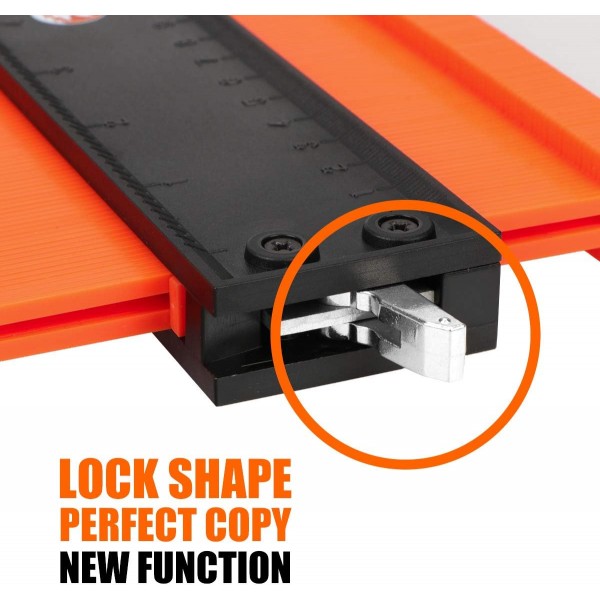 Saker Contour Gauge Profile Tool(12cm+25cm/5인치+10인치)-조절 가능한 잠금-정밀 복사 불규칙한 모양 복사기-용접 목공 추적-DIY Handyman Orange 용 도구가 있어야 함