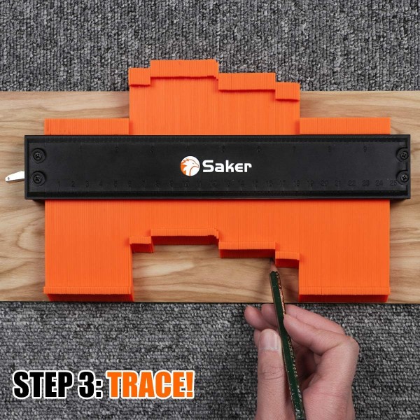 Saker Contour Gauge Profile Tool(12cm+25cm/5인치+10인치)-조절 가능한 잠금-정밀 복사 불규칙한 모양 복사기-용접 목공 추적-DIY Handyman Orange 용 도구가 있어야 함