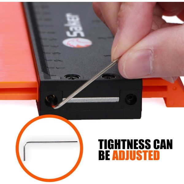 Saker Contour Gauge Profile Tool(12cm+25cm/5인치+10인치)-조절 가능한 잠금-정밀 복사 불규칙한 모양 복사기-용접 목공 추적-DIY Handyman Orange 용 도구가 있어야 함