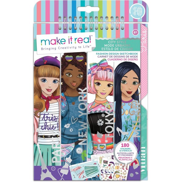 Make It Real 2903205, 스케치북, 도시 스타일, 어린이를 위한 패션 디자인 책, 멀티 컬러