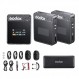 GODOX MoveLink II M2 무선 마이크 시스템(전방향성 라발리에 송신기 마이크 2개, 2.4GHz 전송 100m 작동 범위 + 충전 케이스 포함)