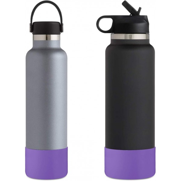 CHEETAH Hydro Flask 스포츠 물병용 보호 부츠 12oz - 40oz, BPA 무료 미끄럼 방지 바닥 실리콘 슬리브 커버, 바닥 너비가 2.87-3.57in Purple-L Purple 32-40oz인 모든 물병과 호환 가능