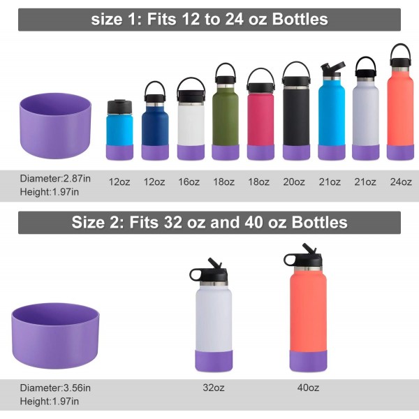 CHEETAH Hydro Flask 스포츠 물병용 보호 부츠 12oz - 40oz, BPA 무료 미끄럼 방지 바닥 실리콘 슬리브 커버, 바닥 너비가 2.87-3.57in Purple-L Purple 32-40oz인 모든 물병과 호환 가능