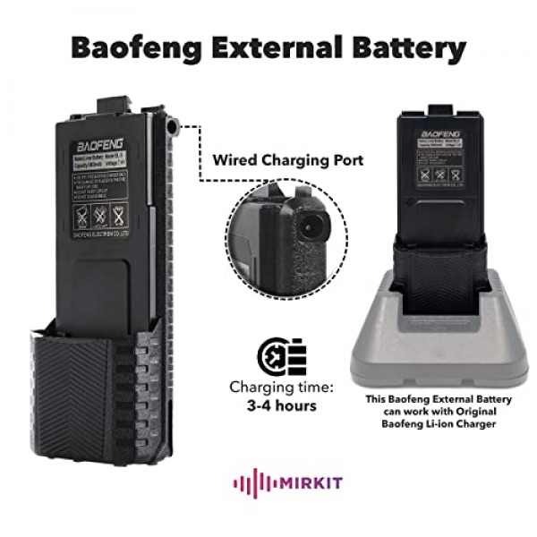 MIRKIT Baofeng 배터리 BL-5 3800mAh 확장 배터리 UV-5R과 호환 BF-8HP UV-5RX3 RD-5R UV-5RTP UV-5R+, UV-5X3 양방향 라디오, Baofeng UV-5R 확장 배터리 라디오 미국