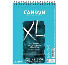 CANSON XL 수채화 300gsm A5 용지, 냉간 압착, 나선형 패드 짧은 면, 흰색 시트 30장, 전문 예술가에게 이상적