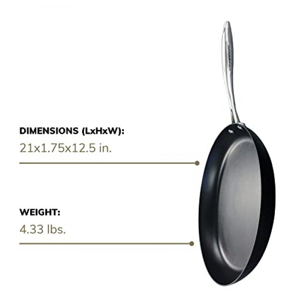 SCANPAN 프로페셔널 12.5인치 프라이팬 - 사용하기 쉬운 붙지 않는 조리기구 - 식기세척기, 금속 기구 및 오븐 안전 - 덴마크산