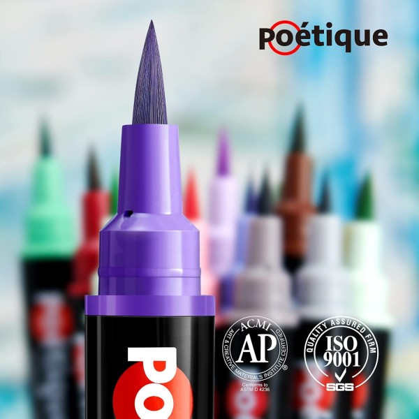 Poétique 브러시 펜 24색 - 유연한 브러시 팁이 있는 브러시 펜 세트, 높은 피그먼트 수, 전문가용 수채화 연필, 아티스트 페인팅, 소묘 및 서예용 핸드 레터링 펜
