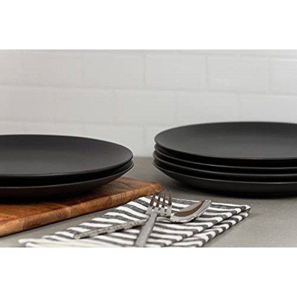 10 스트로베리 스트리트 Wazee 매트 10.5인치 쿠페 디너 플레이트, 6개 세트, 블랙