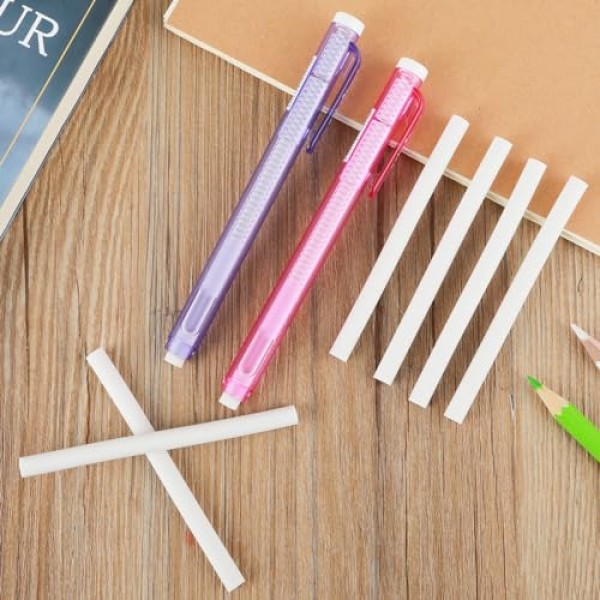 2Pcs 개폐식 기계 지우개 펜, 6Pcs 교체 지우개가있는 Mabor 펜 스타일 지우개 학교 홈 오피스 쓰기 도면 용 기계 지우개 리필