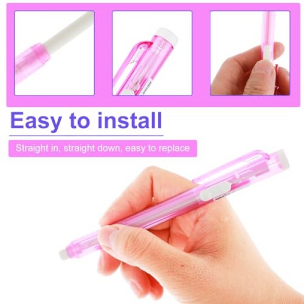 2Pcs 개폐식 기계 지우개 펜, 6Pcs 교체 지우개가있는 Mabor 펜 스타일 지우개 학교 홈 오피스 쓰기 도면 용 기계 지우개 리필