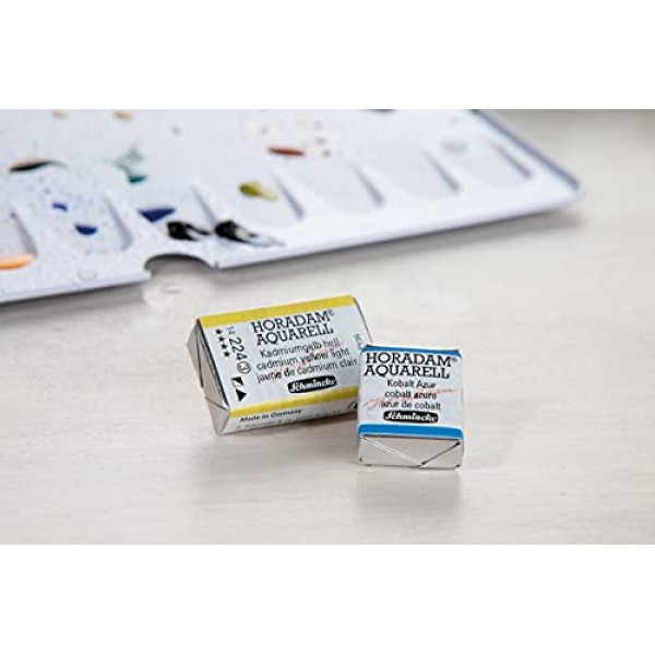 Schmincke - HORADAM® AQUARELL - 최고급 예술가의 수채화 물감, 350 카드뮴 레드 딥, 14 350 044, 1/2 팬