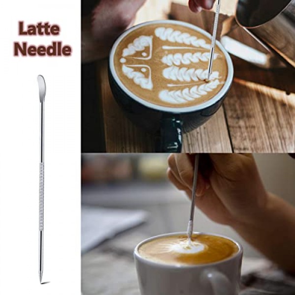 스테인레스 스틸 304, 12oz/350ml, 체크 표시가 있는 에스프레소 스팀 투수, 장식용 아트 펜, 스테인레스 스틸 우유 거품기 투수 커피 라떼 아트 컵 스팀 투수